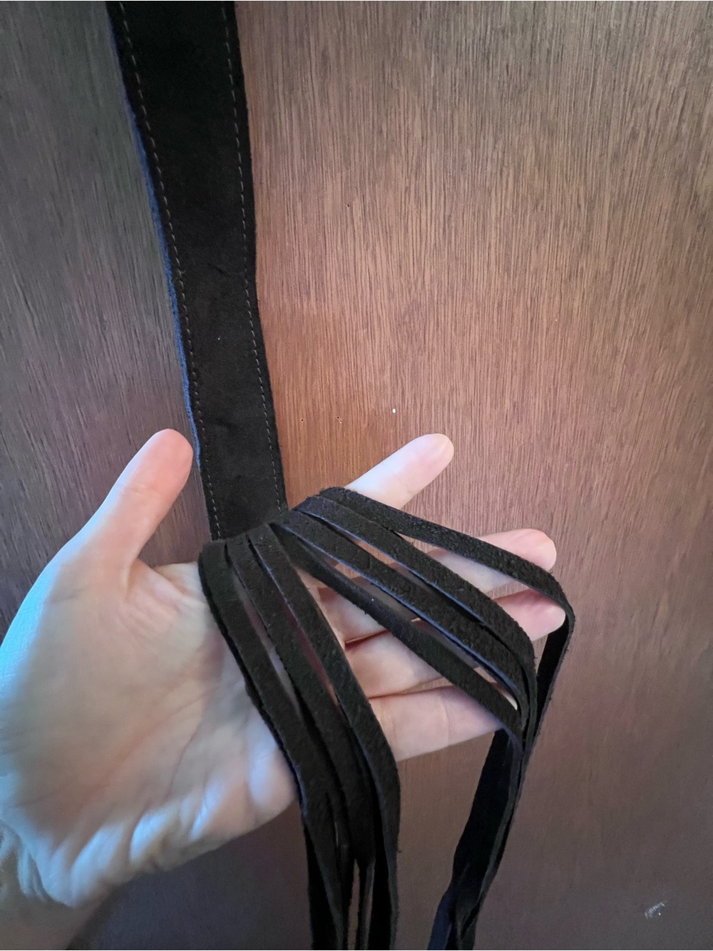 Black Suede Fringe Belt for women - Stylish Accessory